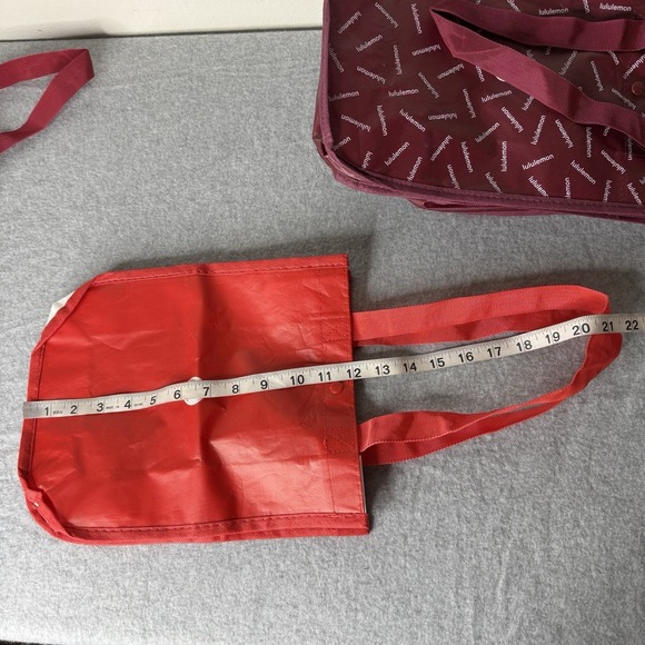 Bundle Of 4 Lululemon Red Burgundy Small Tote Bags Reusable Lot Of Four - Picture 14 of 16